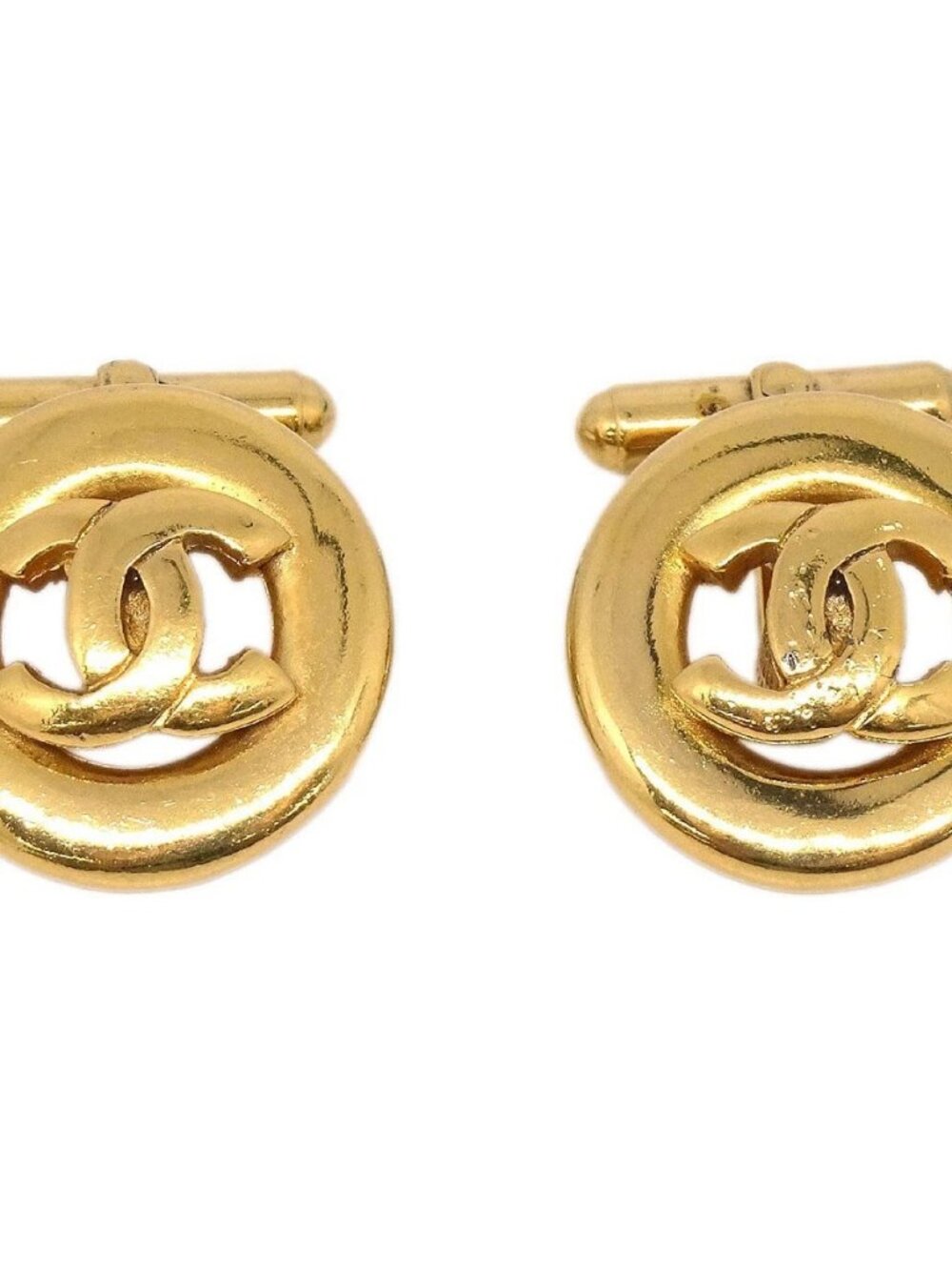 Chanel Button Cufflinks Earrings Gold 187478